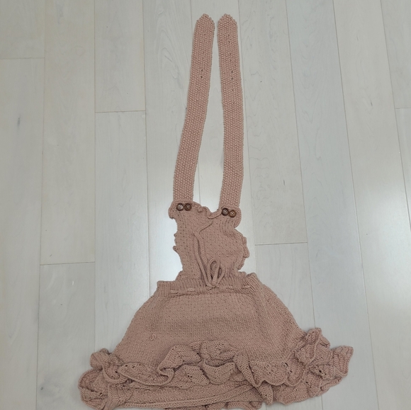 Toddler Girls Hand Knit Ruffle Pinafore - Picture 3 of 3